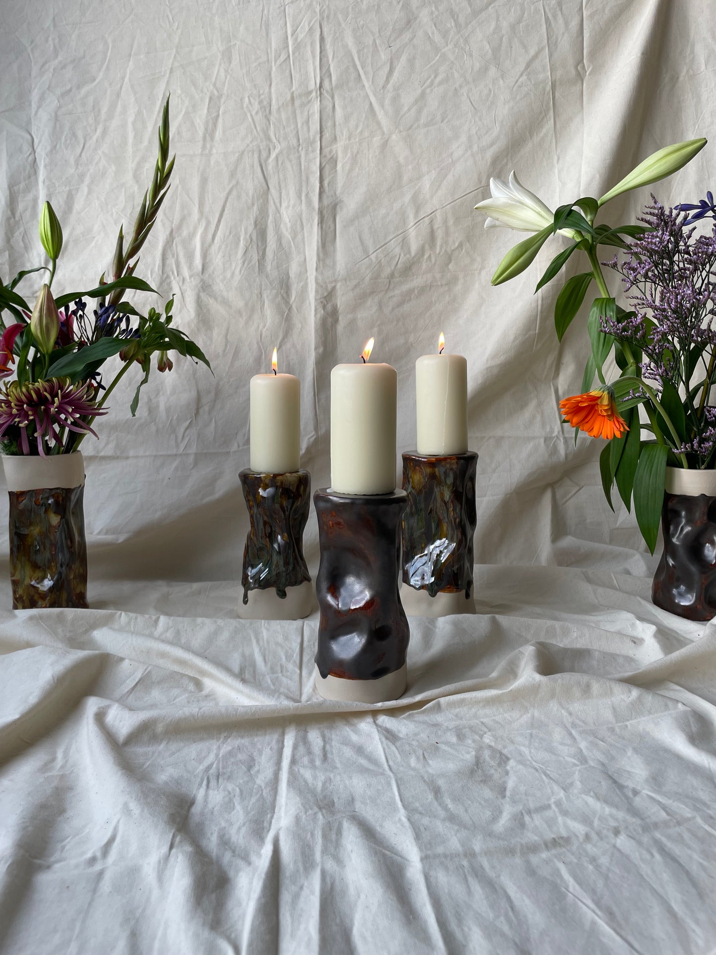 Brown Candle Castle/Vase