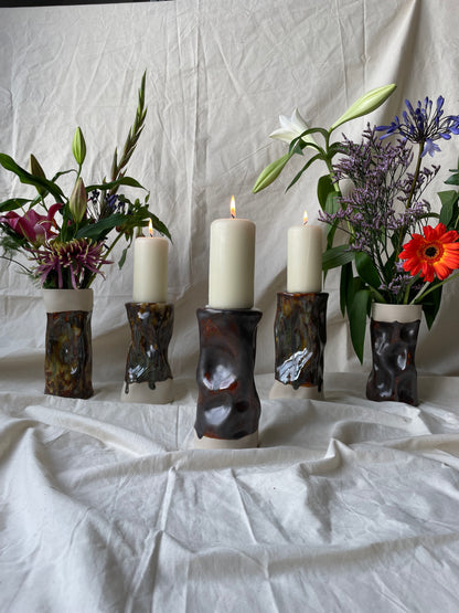 Brown Candle Castle/Vase